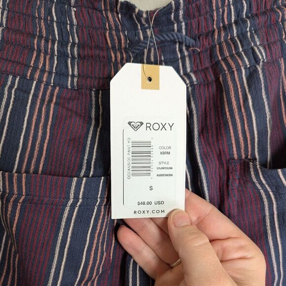 Roxy Oceanside Blue Red Multi Striped Cotton Lounge Pants Womens S - Picture 5 of 5